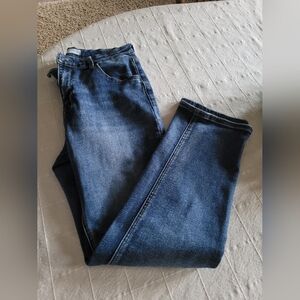 Kancan. No distressing. Dark Wash Blue Jeans.